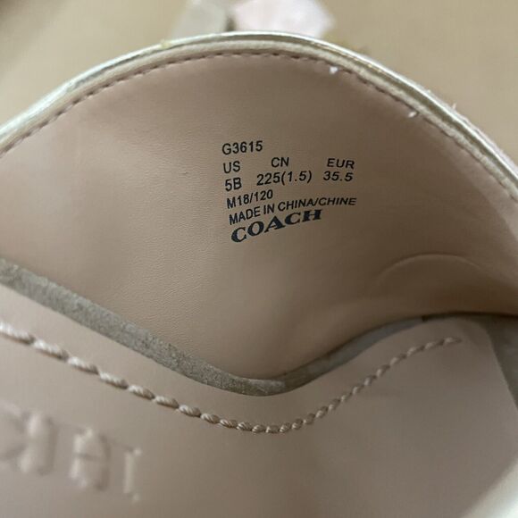 Coach Bria Women Tan Pink Oat Pale Blush Open Toe Block Heel CB Mules Size 5B - Picture 8 of 12